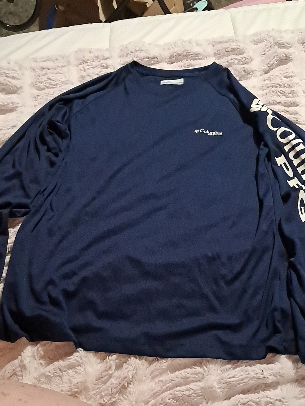 Columbia Navy Long-Sleeve Performance Tee with Sleeve Logo